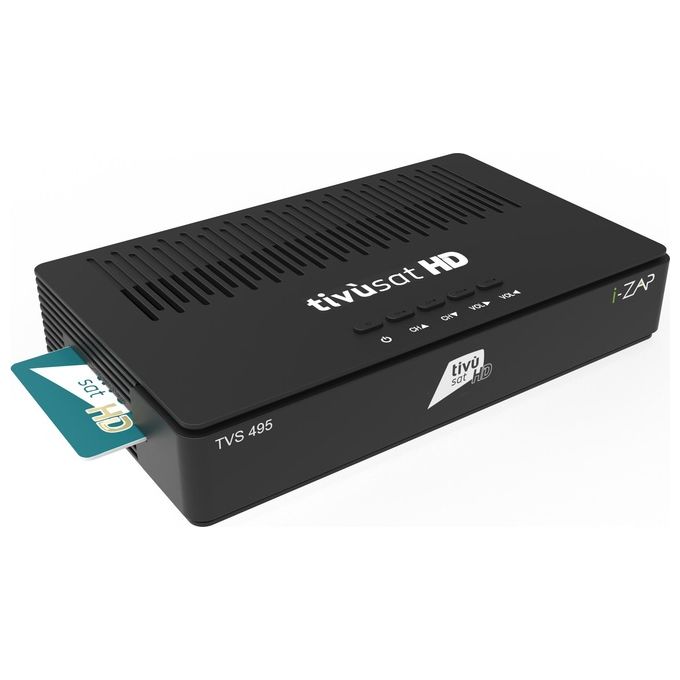 I-zap TVS495 Decoder Satellitare DVB-S2 HEVC 10 Bit HD Tivu'sat Smart Card Inclusa Telecomando Universale 2in1 colore Nero