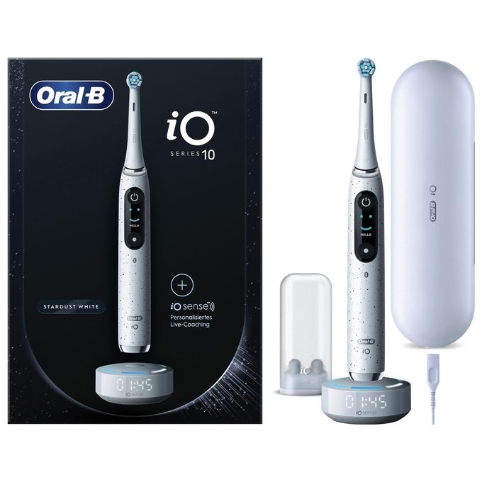 Oral-B 4210201435457 iO Series 10 Spazzolino elettrico con tecnologia iO 7 modalita' display OLED ricarica rapida custodia da viaggio inclusa colore Bianco