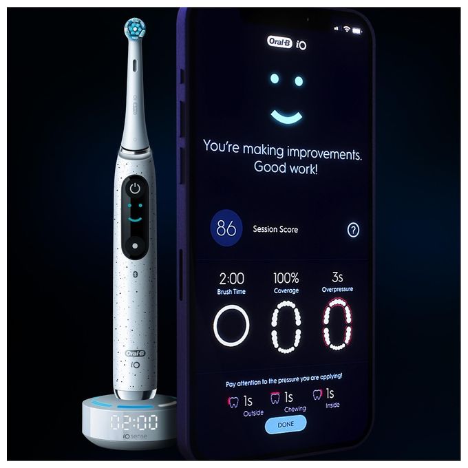 Oral-B 4210201435457 iO Series 10 Spazzolino elettrico con tecnologia iO 7 modalita' display OLED ricarica rapida custodia da viaggio inclusa colore Bianco