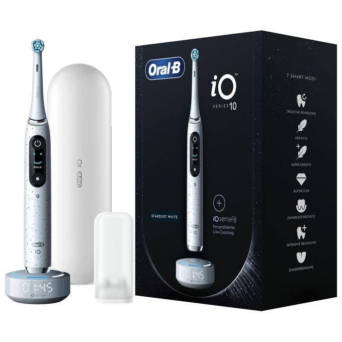 Oral-B 4210201435457 iO Series 10 Spazzolino elettrico con tecnologia iO 7 modalita' display OLED ricarica rapida custodia da viaggio inclusa colore Bianco