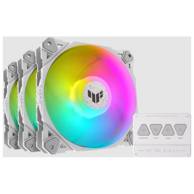 Asus 90DA0033-B09030 TUF Gaming TF120 Kit 3 Ventole ARGB 120mm PWM 1900 rpm 29 dB con Controller colore Bianco