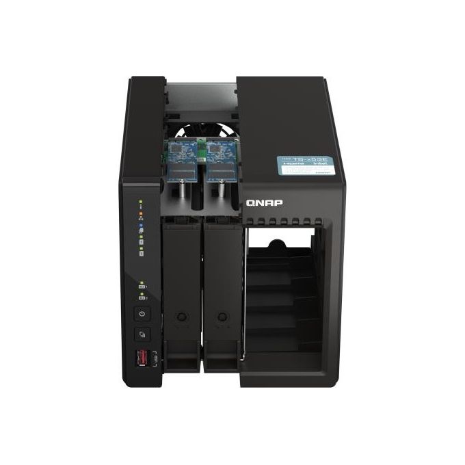 Qnap TS-253E-8G NAS Tower Intel Celeron J6412 4 Core 2 Bay 8 GB RAM 2x 2.5GbE 2x HDMI 4K 2x M.2 NVMe colore Nero