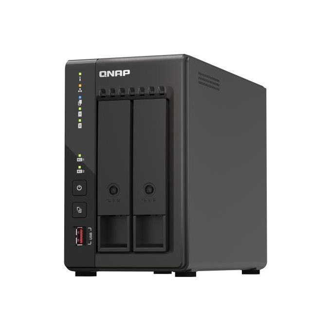 Qnap TS-253E-8G NAS Tower Intel Celeron J6412 4 Core 2 Bay 8 GB RAM 2x 2.5GbE 2x HDMI 4K 2x M.2 NVMe colore Nero