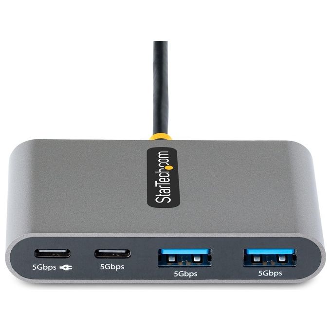 StarTech 5G2A2CPDB-USB-C-HUB Hub USB-C a 4 porte con 2x USB-A 2x USB-C 5Gbps 100W Power Delivery Pass-Through cavo 30 cm colore Grigio