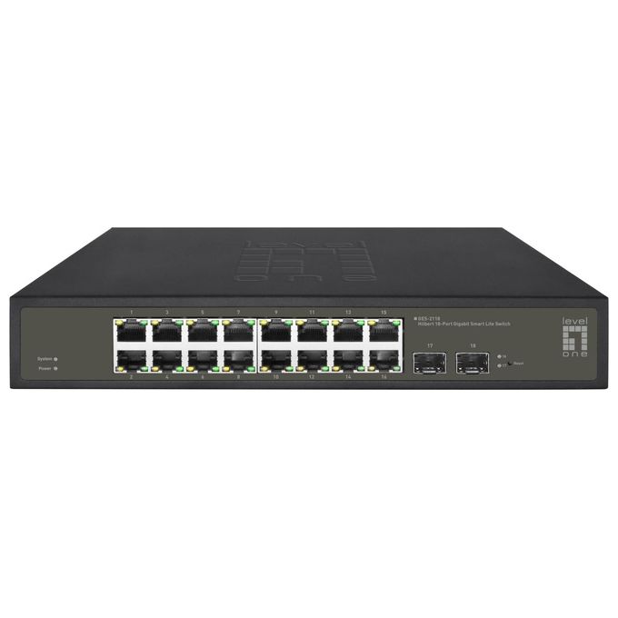 LevelOne GES-2118 Switch di Rete Gestito L2 16 Porte Gigabit Ethernet 10-100-1000 2 Slot SFP colore Nero