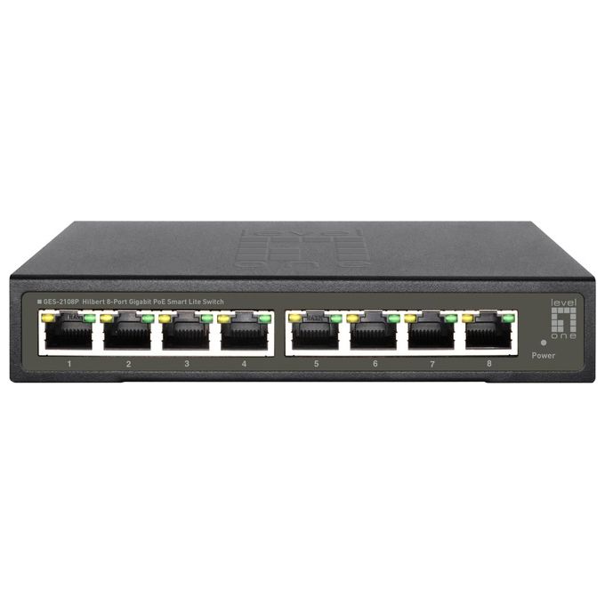 LevelOne GES-2108P Switch Gigabit PoE Smart Lite 8 Porte 112,8 W PoE Budget colore Nero