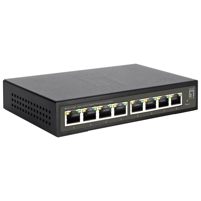 LevelOne GES-2108P Switch Gigabit PoE Smart Lite 8 Porte 112,8 W PoE Budget colore Nero