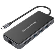 Conceptronic DONN15G Docking Station 12-in-1 USB-C 3.2 Gen 1 HDMI VGA USB 3.0 USB 2.0 SD TF MicroSD Audio GbE 100W USB PD colore Grigio