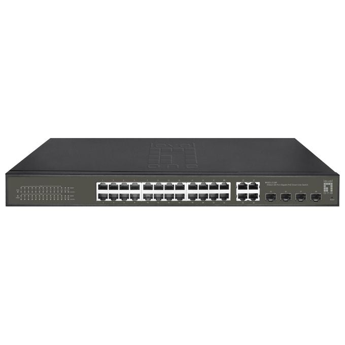 LevelOne GES-2128P Switch di Rete Gestito L2 24 porte Gigabit PoE+ 380W 4 porte SFP RJ45 Combo 56 Gbit-s colore Nero