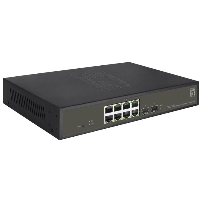 LevelOne GES-2110P Switch Gestito L2 Gigabit Ethernet 8 Porte PoE 2 Porte SFP 20 Gbit-s 130W PoE Budget colore Nero