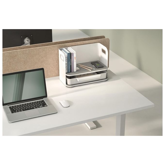 Digitus DA-90442 Desktop Organizer con caricatore Qi 5 7 10 W acciaio e feltro colore Bianco Grigio