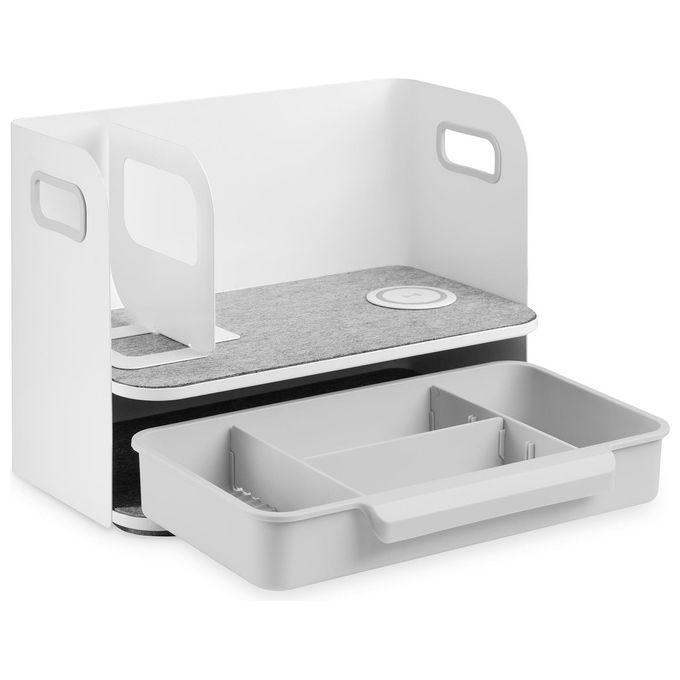 Digitus DA-90442 Desktop Organizer con caricatore Qi 5 7 10 W acciaio e feltro colore Bianco Grigio