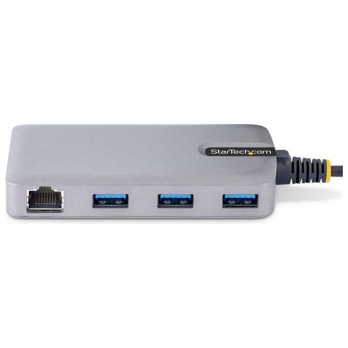 StarTech 5G3AGBB-USB-A-HUB Hub USB con 3 Porte USB-A e Porta Ethernet Gigabit 5 Gbps Alimentazione via Bus o Esterna Micro USB Cavo 30 cm colore Grigio