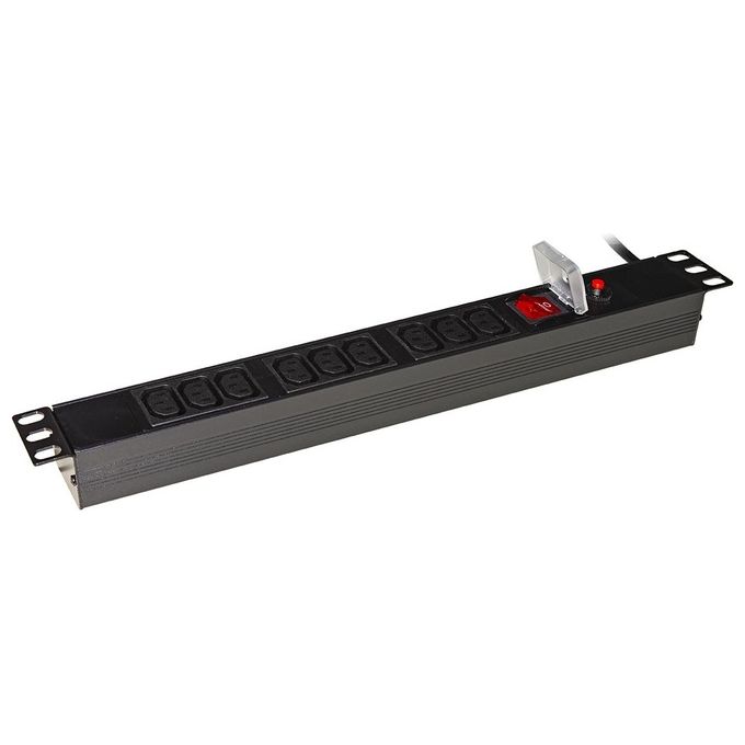 Link LK10052IT Multipresa da Rack 19'' 9 Prese IEC C13 Spina Italiana 16A Protezione Sovraccarichi Cavo 1.75 m Staffe Reversibili