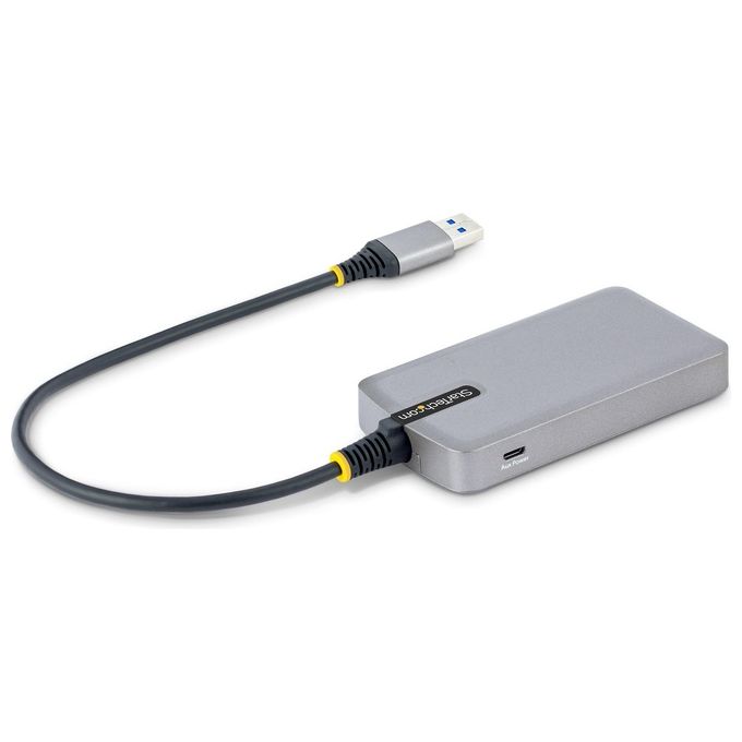StarTech 5G3AGBB-USB-A-HUB Hub USB con 3 Porte USB-A e Porta Ethernet Gigabit 5 Gbps Alimentazione via Bus o Esterna Micro USB Cavo 30 cm colore Grigio