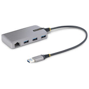 StarTech 5G3AGBB-USB-A-HUB Hub USB con 3 Porte USB-A e Porta Ethernet Gigabit 5 Gbps Alimentazione via Bus o Esterna Micro USB Cavo 30 cm colore Grigio
