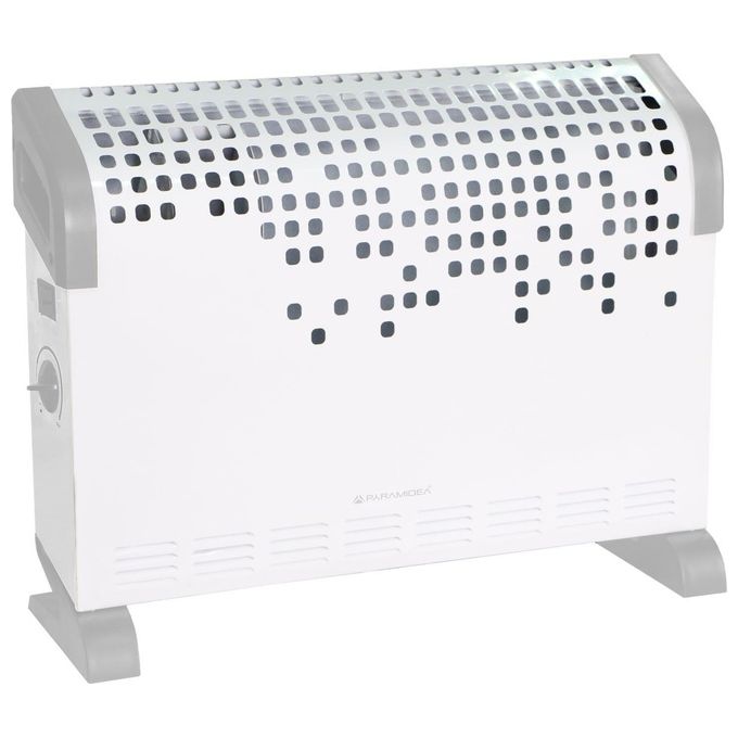 Pyramidea TC203V Stufa Elettrica a Convezione 1800 W 3 Livelli di Potenza Termostato Regolabile Protezione Anti Surriscaldamento e Anti Ribaltamento colore Grigio Bianco