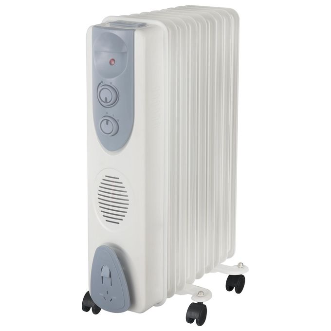 Pyramidea TL009 Riscaldatore Ambiente Elettrico a Olio 2000 W 7 Elementi Regolabile con Protezione Surriscaldamento e Ruote Piroettanti colore Grigio