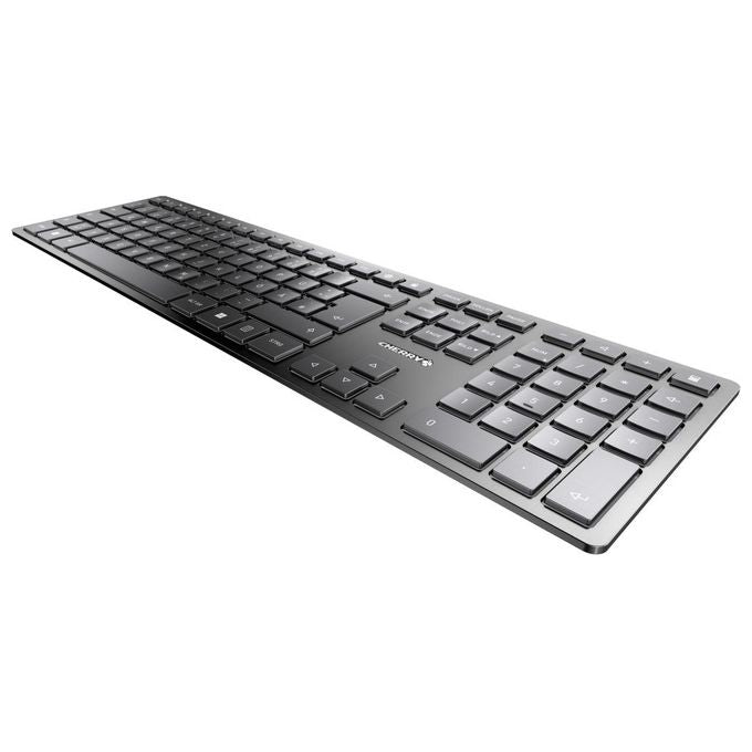 CHERRY JK-9100DE-2 KW 9100 SLIM Tastiera Senza Fili Connessione Bluetooth e Wireless 2.4 GHz Layout QWERTZ Tedesco Batteria Ricaricabile USB-C colore Nero