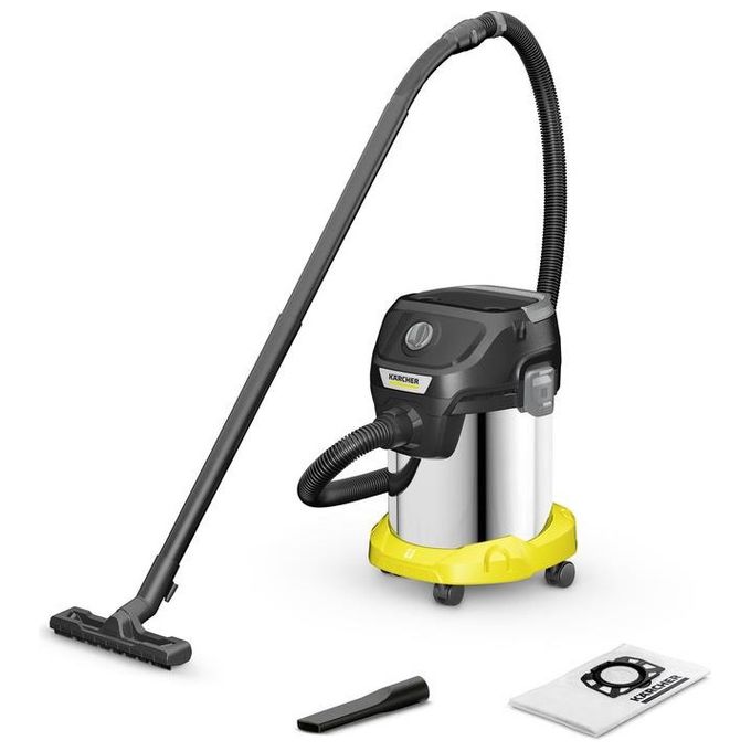 Kärcher KWD 3 S V-17-4-20-F Aspirapolvere Bidone Secco e Bagnato 17 L 1000 W colore Nero Acciaio inox Giallo