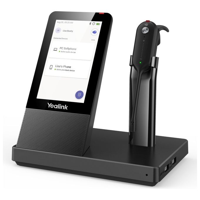 Yealink WH67 TEAMS Auricolare Wireless Bluetooth Ufficio Portata 120 m Base Ricarica Touchscreen colore Nero
