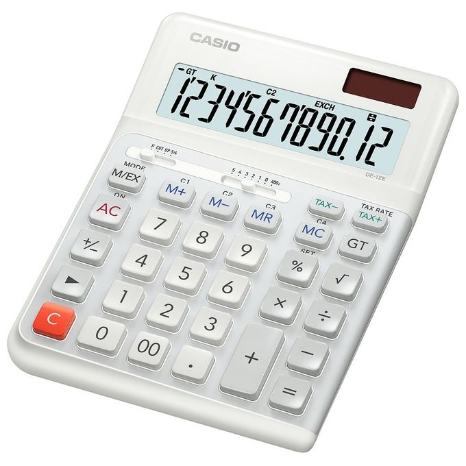 Casio DE-12E-WE Calcolatrice da Tavolo Ergonomica 12 Cifre
