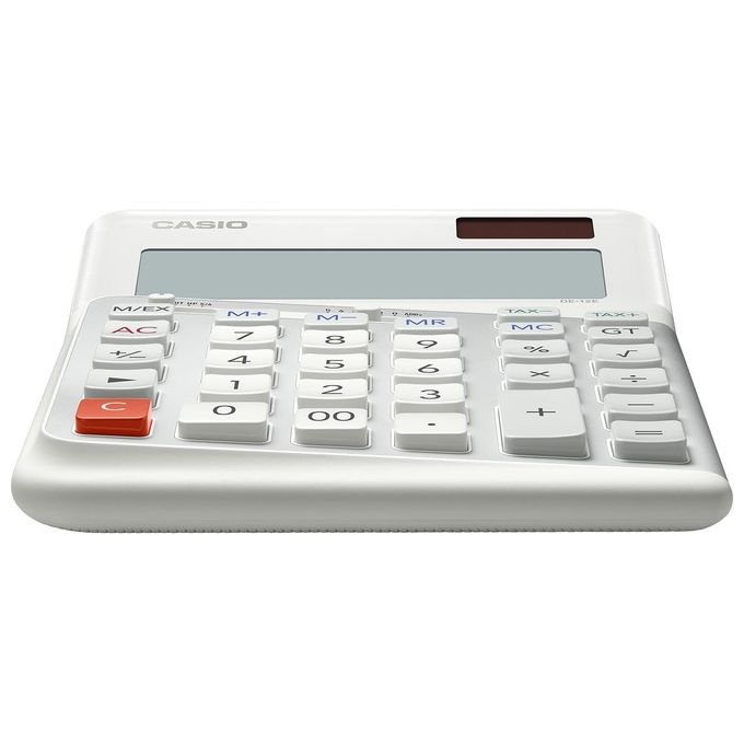 Casio DE-12E-WE Calcolatrice da Tavolo Ergonomica 12 Cifre