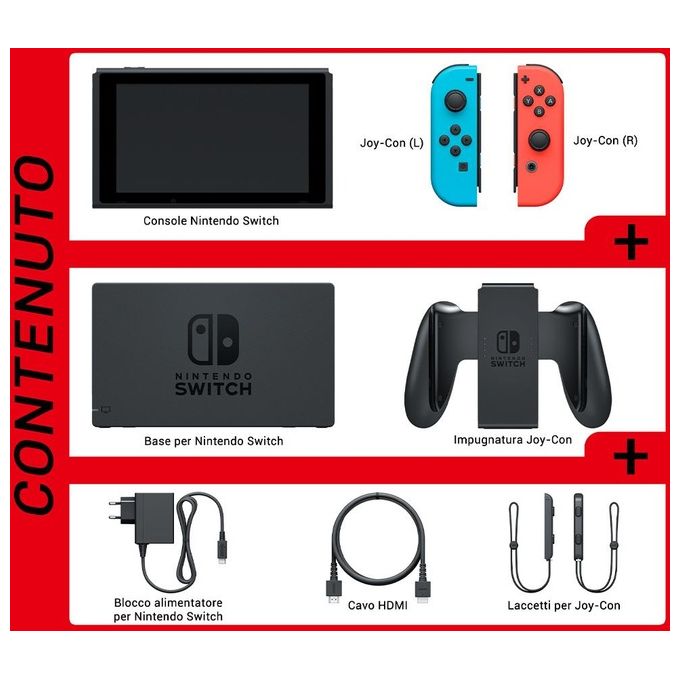 Nintendo, Switch, Rosso Neon-Blu Neon, Edizione 2022, Console Portatile, Schermo 6.2 pollici
