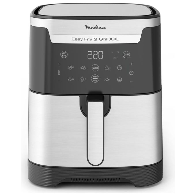 Moulinex EZ801D10 Easy Fry and Grill XXL Friggitrice ad aria 6.5 L 2 Kg Doppia Cottura FlexCook Display LCD colore Nero Acciaio Inox