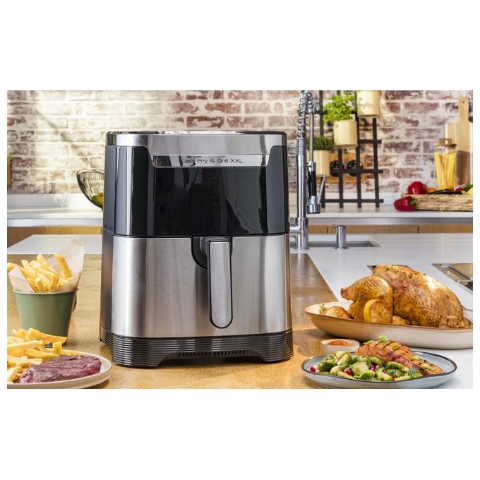Moulinex EZ801D10 Easy Fry and Grill XXL Friggitrice ad aria 6.5 L 2 Kg Doppia Cottura FlexCook Display LCD colore Nero Acciaio Inox
