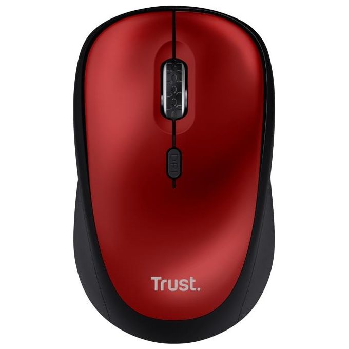 Trust Yvi Mouse Mano Destra RF Wireless Ottico 1600 DPI Nero-Rosso