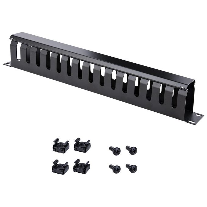 StarTech Pannello Gestione Cavi Orizzontale per armadi rack 1U con canalina passacavi a denti e copertura