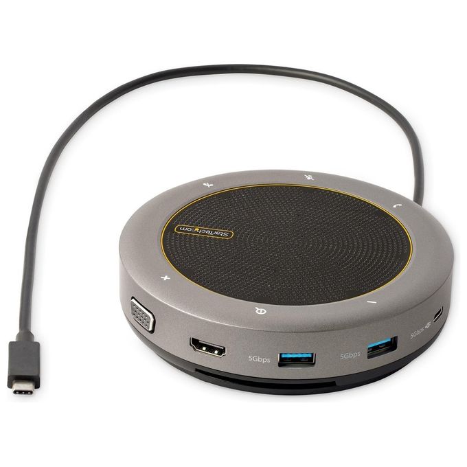 StarTech DKTBRSPMPD Docking Station USB-C con Altoparlante e Microfono HDMI 4K 60Hz VGA 2x USB-A PD 100W colore Grigio