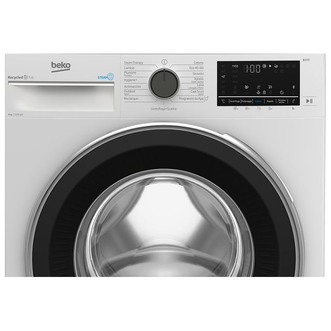 Beko BWU394B Beyond Lavatrice Carica Frontale 9 Kg 1400 rpm Classe A Inverter Vapore Bluetooth (84x60x55 cm) colore Bianco