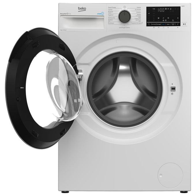 Beko BWU394B Beyond Lavatrice Carica Frontale 9 Kg 1400 rpm Classe A Inverter Vapore Bluetooth (84x60x55 cm) colore Bianco
