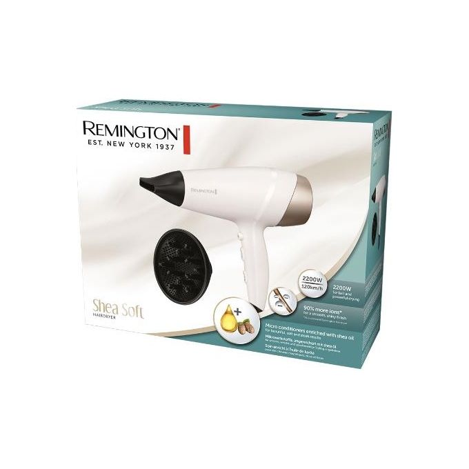 Remington D4740 Shea Soft Asciugacapelli 2200 W Tecnologia Ionica Ceramica Karite 2 Velocita' 3 Temperature Diffusore Professionale colore Beige Nero