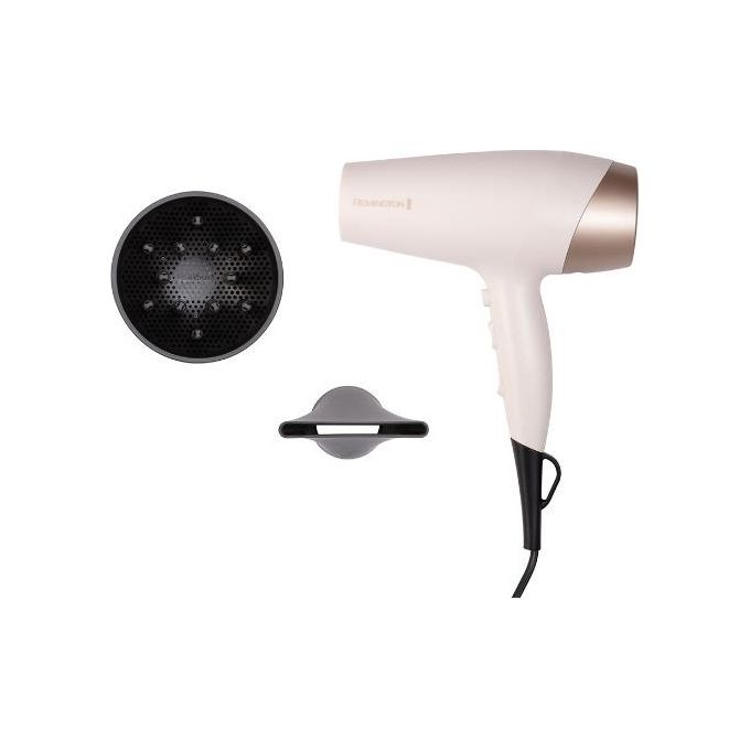 Remington D4740 Shea Soft Asciugacapelli 2200 W Tecnologia Ionica Ceramica Karite 2 Velocita' 3 Temperature Diffusore Professionale colore Beige Nero