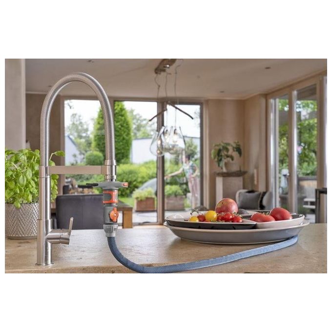 Gardena 18490-20 Liano Xtreme Tubo da Giardino Tessile 10 m 1-2'' con Adattatore per Rubinetti Interni colore Grigio Scuro Arancione