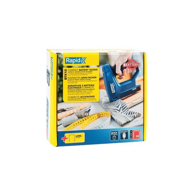 Rapid 5001497 BTX10 Pinzatrice Batteria Ioni di Litio 4-10 mm Impugnatura Ergonomica colore Blu