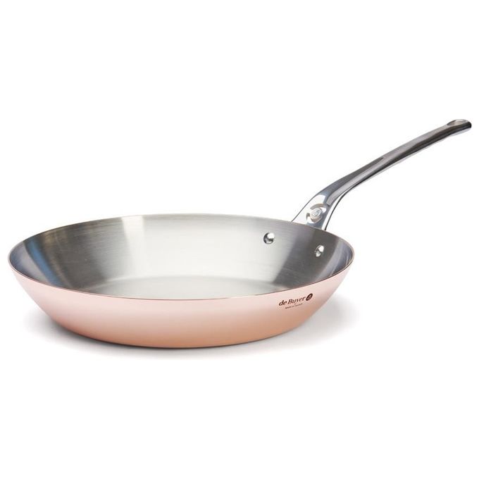 De Buyer 6224.32 Prima Matera Padella Multiuso in Rame e Acciaio inox Diametro 32 cm colore Acciaio inox Rame