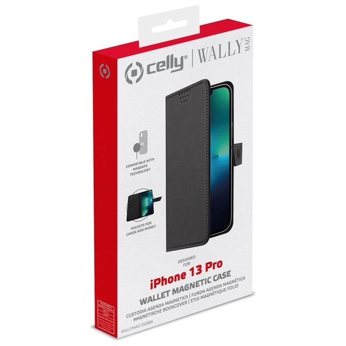 Celly WallyMag Cover per iPhone 13 Pro Nero