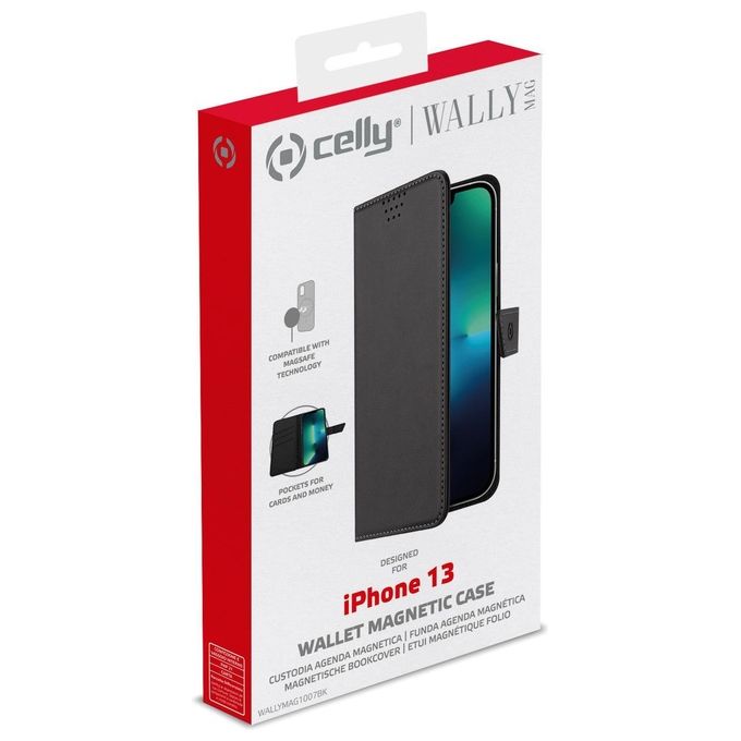 Celly WallyMag Cover per iPhone 13 Nero