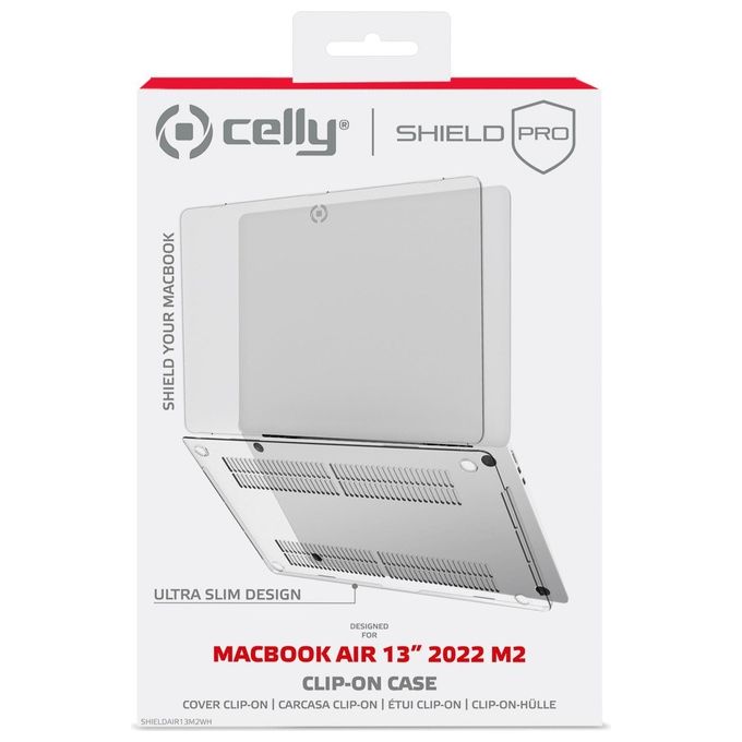 Celly SHIELDAIR13M2WH Custodia Rigida per MacBook Air 13'' M2 Trasparente colore Bianco