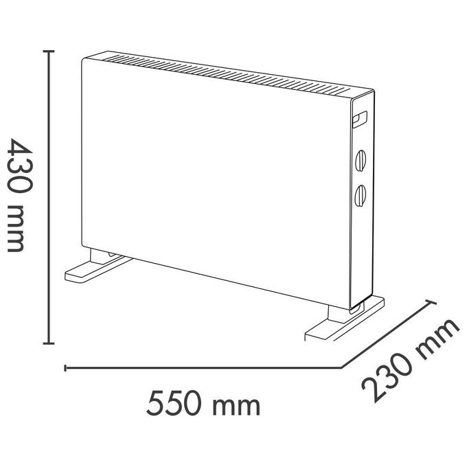 Argo KANSAS Termoconvettore Elettrico 2000W 3 Livelli di Potenza per ambienti fino a 60 m³ colore Bianco