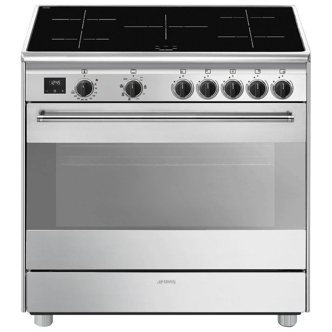 Smeg BG91IX2 Concert Cucina Freestanding Induzione 90 cm 5 Zone Booster Forno Elettrico 115 L Classe A Vapor Clean (90x90x60 cm) colore Acciaio Inox