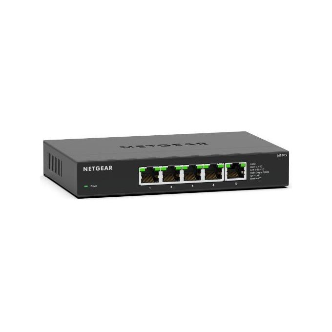 NETGEAR MS305-100EUS MS305 Switch Non Gestito 5 Porte 2.5G Ethernet 100-1000-2500 Supporto QoS Jumbo Frame Fanless colore Nero