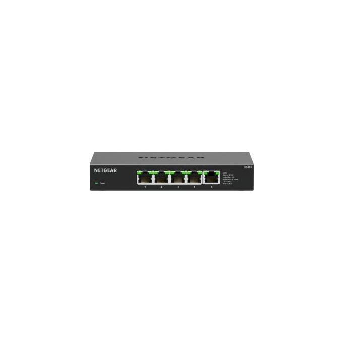 NETGEAR MS305-100EUS MS305 Switch Non Gestito 5 Porte 2.5G Ethernet 100-1000-2500 Supporto QoS Jumbo Frame Fanless colore Nero