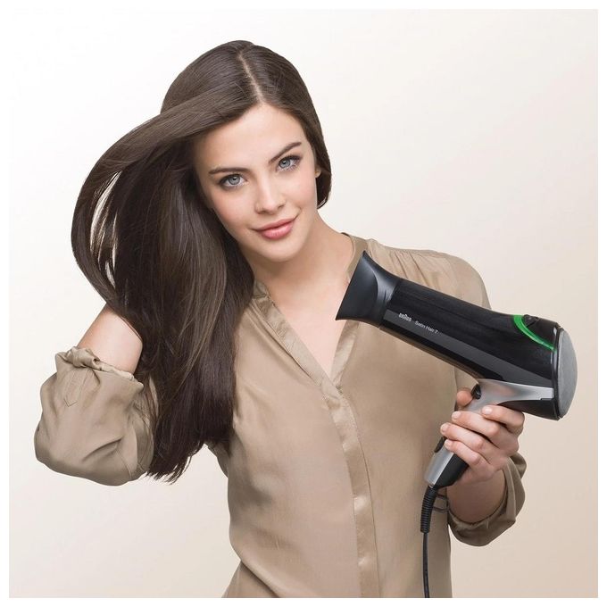 Braun HD710 Satin Hair 7 Asciugacapelli 2200W IONTEC Anti-crespo 3 Temperature 2 Velocita' Concentratore colore Nero Argento