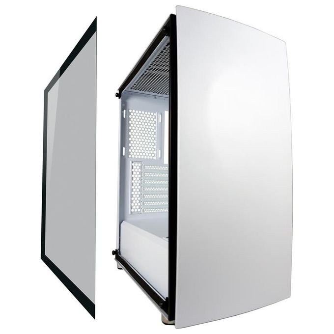 LC-Power LC-713W-ON Gaming 713W PC Case Midi Tower ATX Micro-ATX Mini-ITX Vetro Temperato colore Bianco