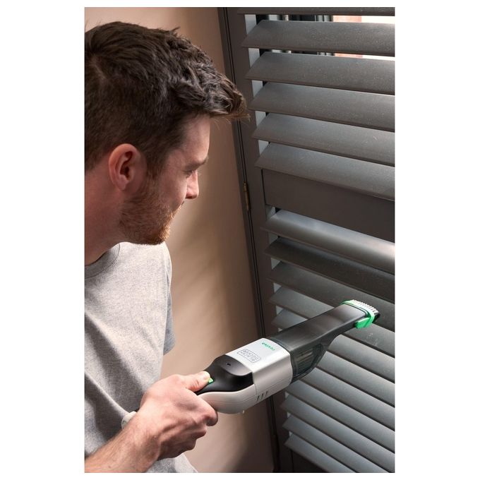 Black+decker REVHV8C Reviva Aspirabriciole Senza Sacchetto Litio 7,2V 19 AW 125 ml autonomia 11 min colore Nero Bianco
